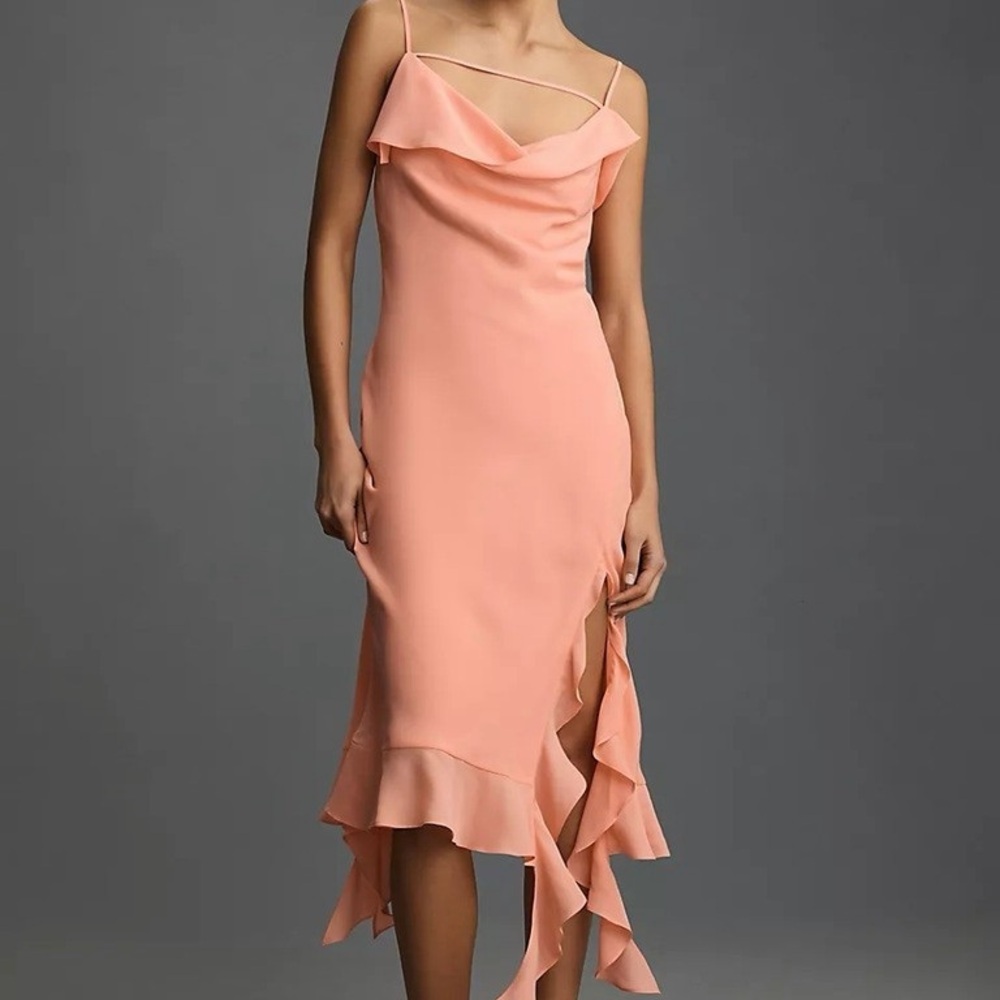 Anthropologie Mare Mare Peach Draped Asymmetrical Dress.